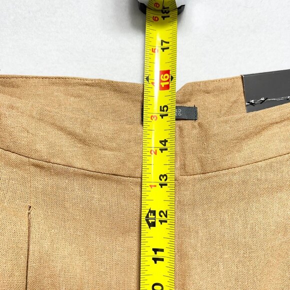 Worthington Women's Linen Blend Wide Leg Tan Cropped Pants Size 16T Pleated NWT - Picture 10 of 11